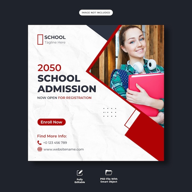 School admission social media post template