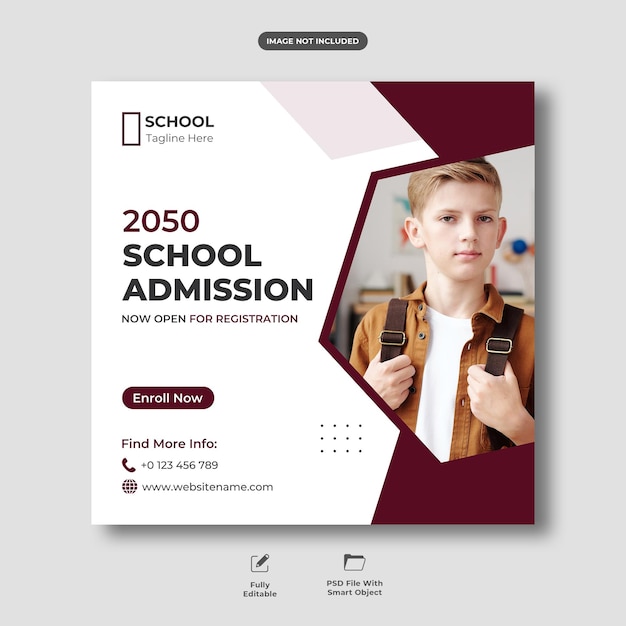 School admission social media post template