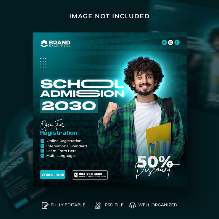 School Admission Social Media Post Template