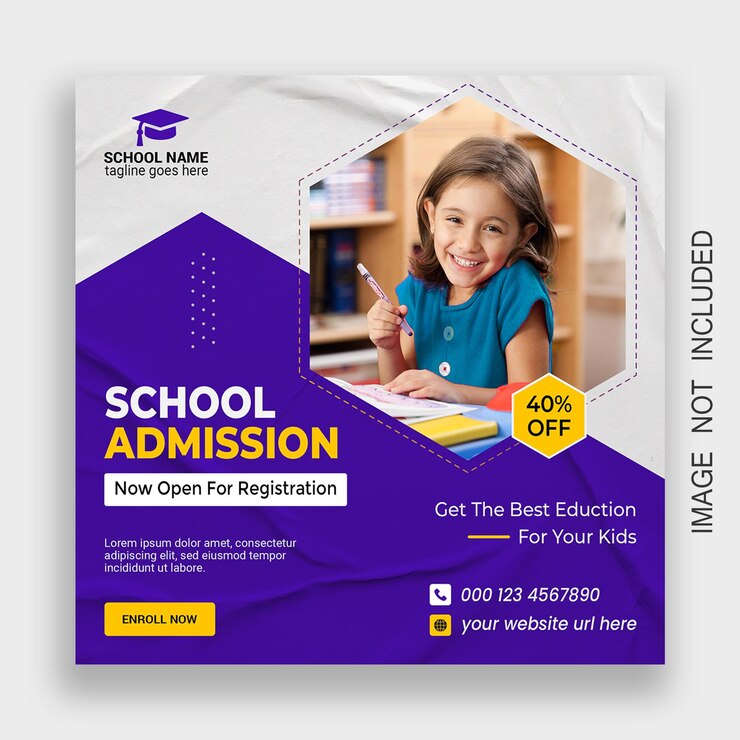 学校入学ソーシャル メディアの投稿と web バナー テンプレート PSD ファイル