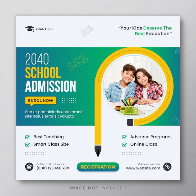 School admission social media post and web banner template