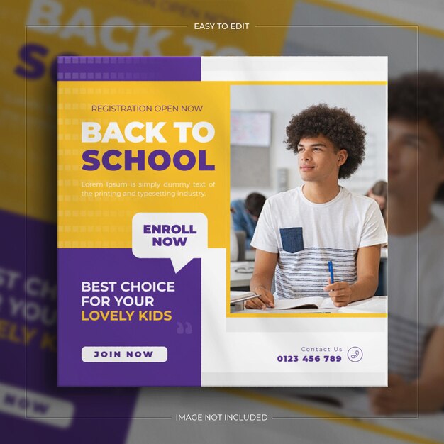 School admission social media post and web banner template