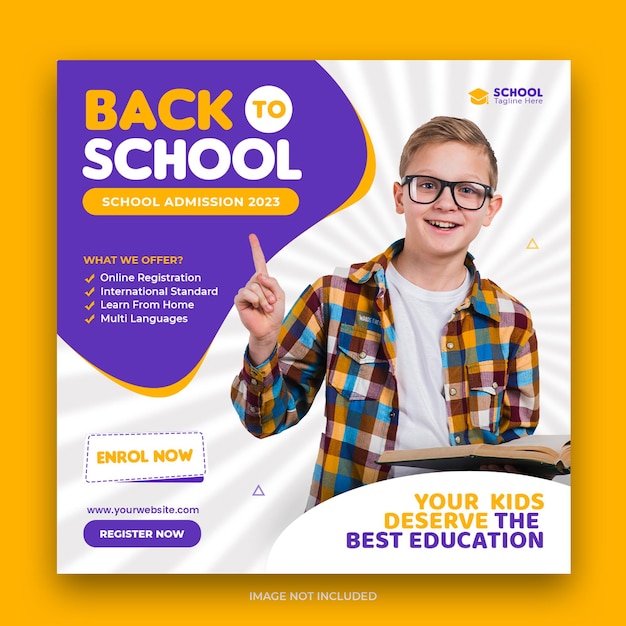 School admission social media post or web banner template