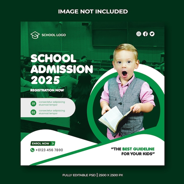 School admission social media post and web banner template