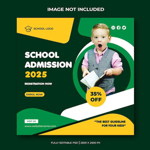 PSD school admission social media post and web banner template