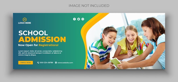 School admission social media web banner facebook cover photo design template