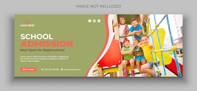 School admission social media web banner facebook cover photo design template