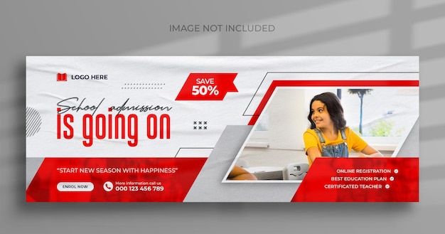 PSD school admission social media web banner flyer and facebook cover photo design template