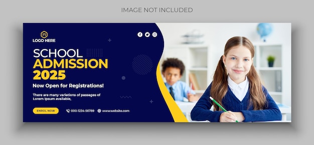 School admission social media web banner flyer and facebook cover photo design template