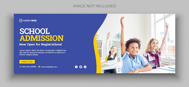 School admission social media web banner flyer and facebook cover photo design template