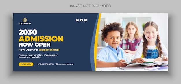 School admission social media web banner flyer and facebook cover photo design template