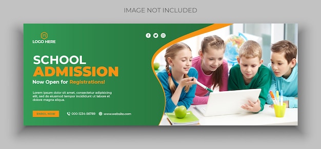 School admission social media web banner flyer and facebook cover photo design template