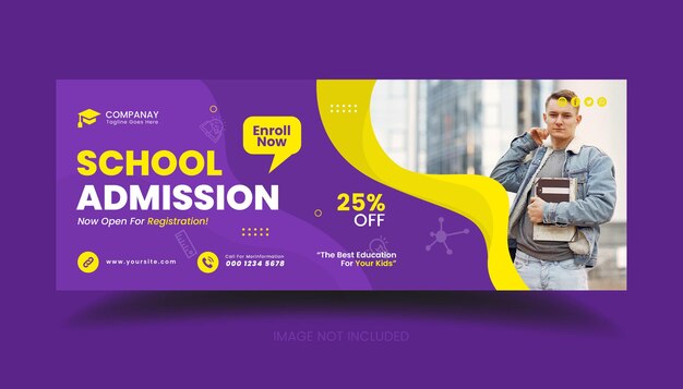 School admission web banner social media post template