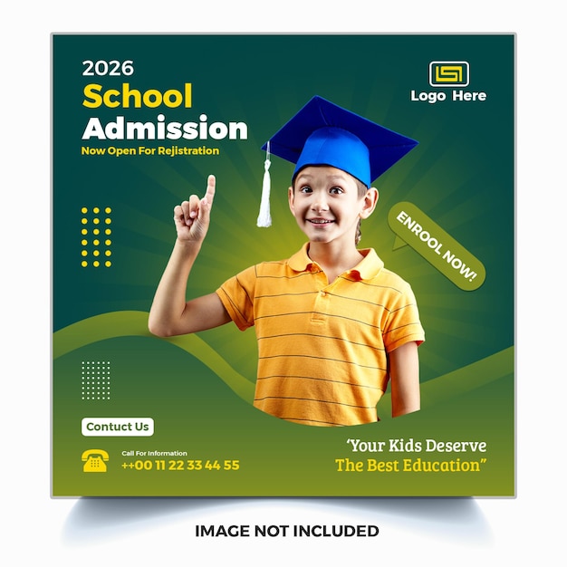 PSD school admission web social media post template