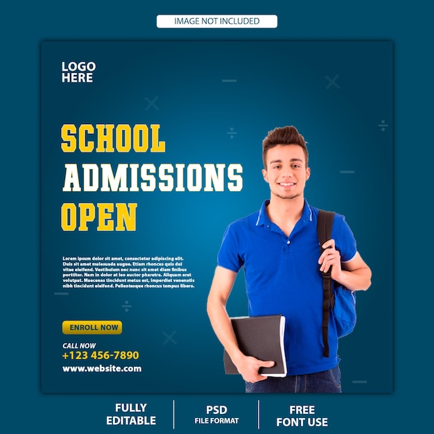 School admissions social media post and banner