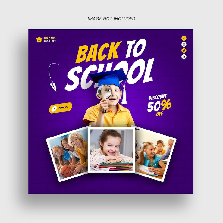 PSD school admissions social media post template psd