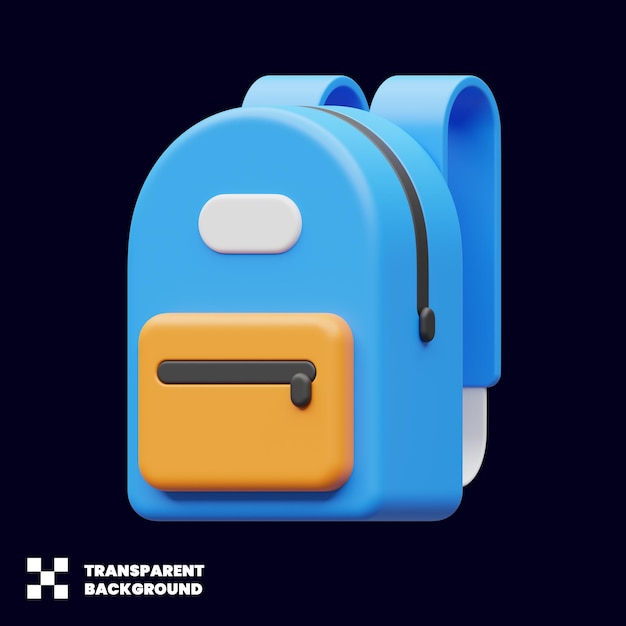 PSD school backpack illustration in minimalist 3d render