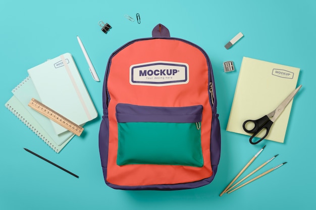 School backpack mockup mockup design