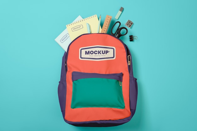 PSD school backpack mockup mockup design