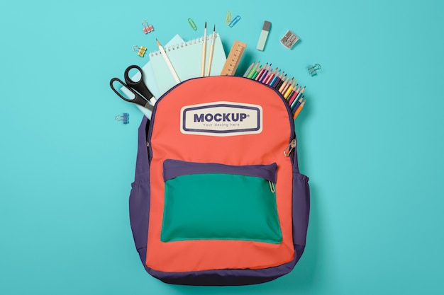 PSD school backpack mockup mockup design