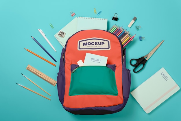 PSD school backpack mockup mockup design