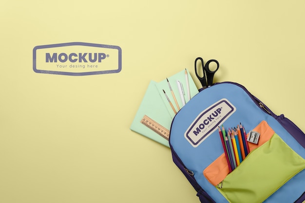 PSD school backpack mockup mockup design