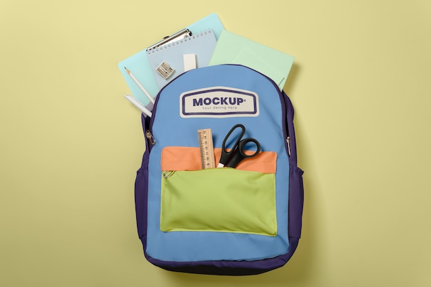 PSD school backpack mockup mockup design