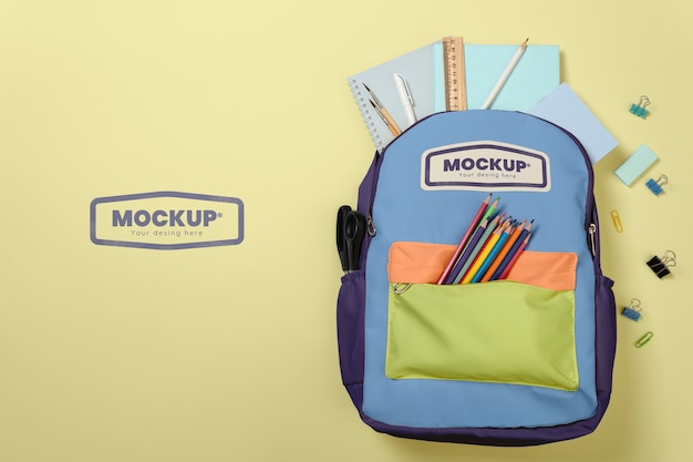 PSD school backpack mockup mockup design