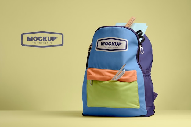 School backpack mockup mockup design