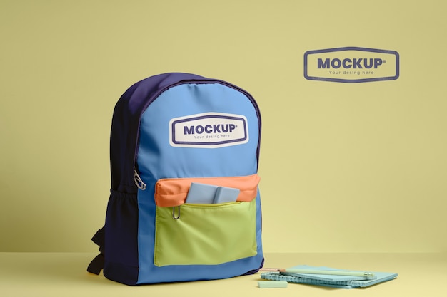 PSD school backpack mockup mockup design