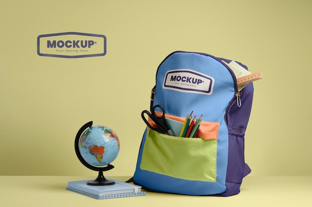 PSD school backpack mockup mockup design