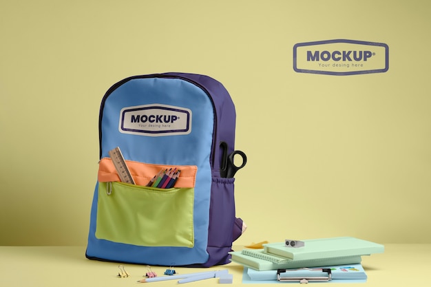 School backpack mockup mockup design