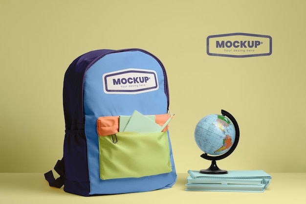 PSD school backpack mockup mockup design