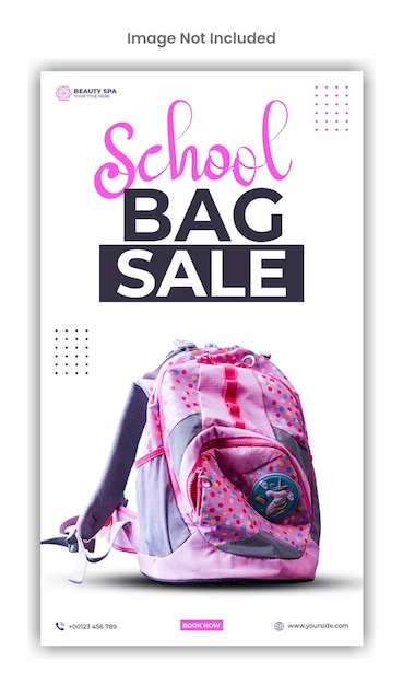 School bag sale social media instagram story template design