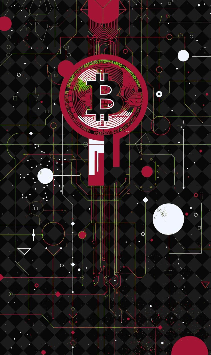 PSD school blockchain night with a bitcoin themed presentation b flat illustration background design
