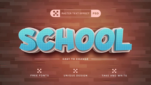 PSD Школа - редактируемый текстовый эффект, стиль шрифта