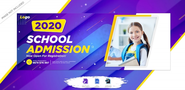 PSD school education admission facebook timeline cover & web banner template