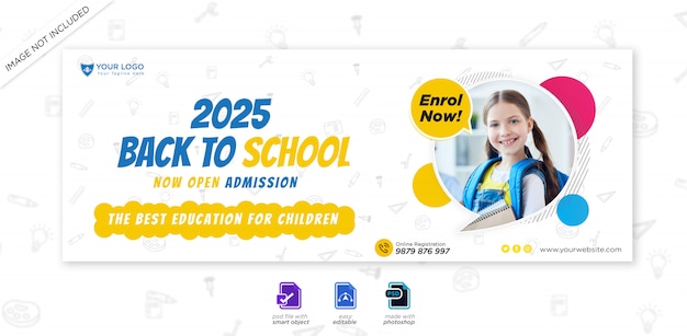 school education admission facebook timeline cover and web template