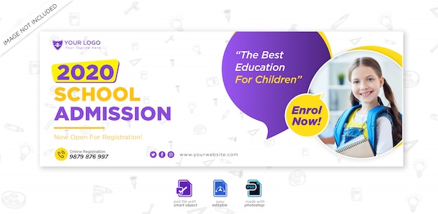 PSD school education admission facebook timeline cover and web template