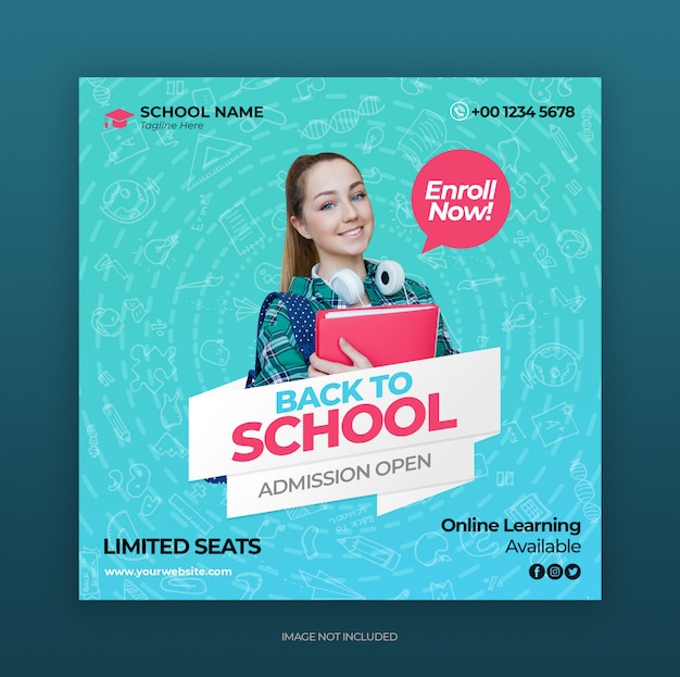 School education admission social media instagram post banner template