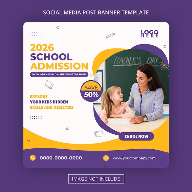 School education admission social media post & web banner Premium Psd