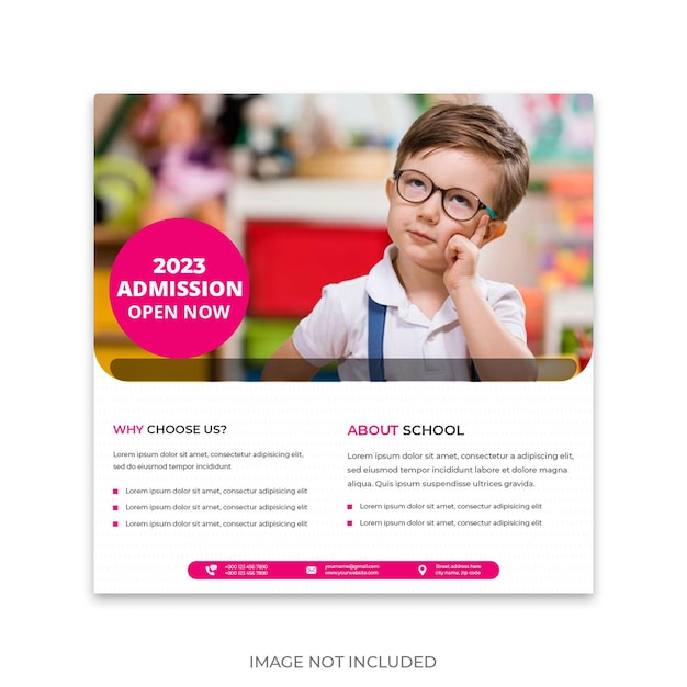 PSD school education admission social media poster template and back to school web banner template