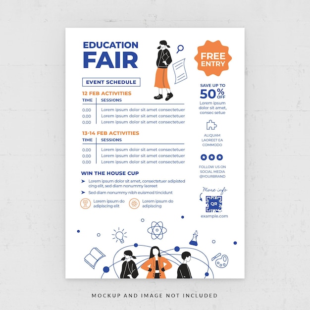 School event education fair flyer template in psd