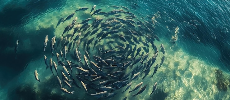 PSD school of fish underwater