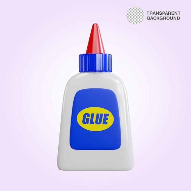School Glue Bottle with Blue Cap on Transparent Background