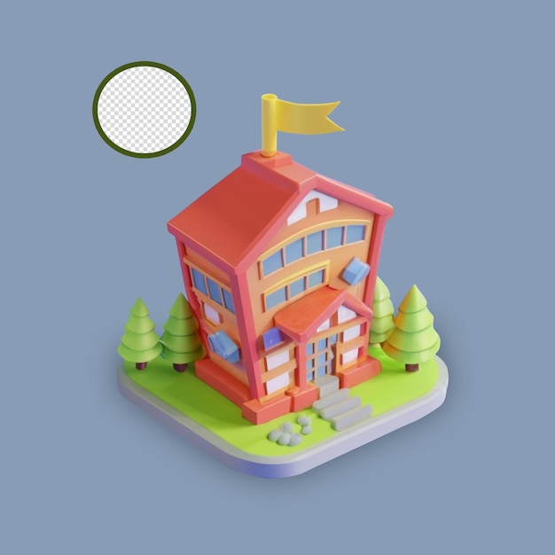 PSD school icon 3d render psd