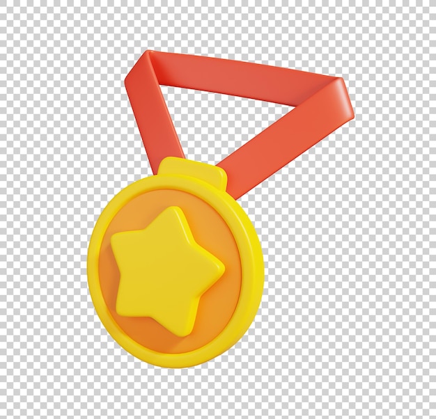 School icon concept Medal with star 3d render illustration