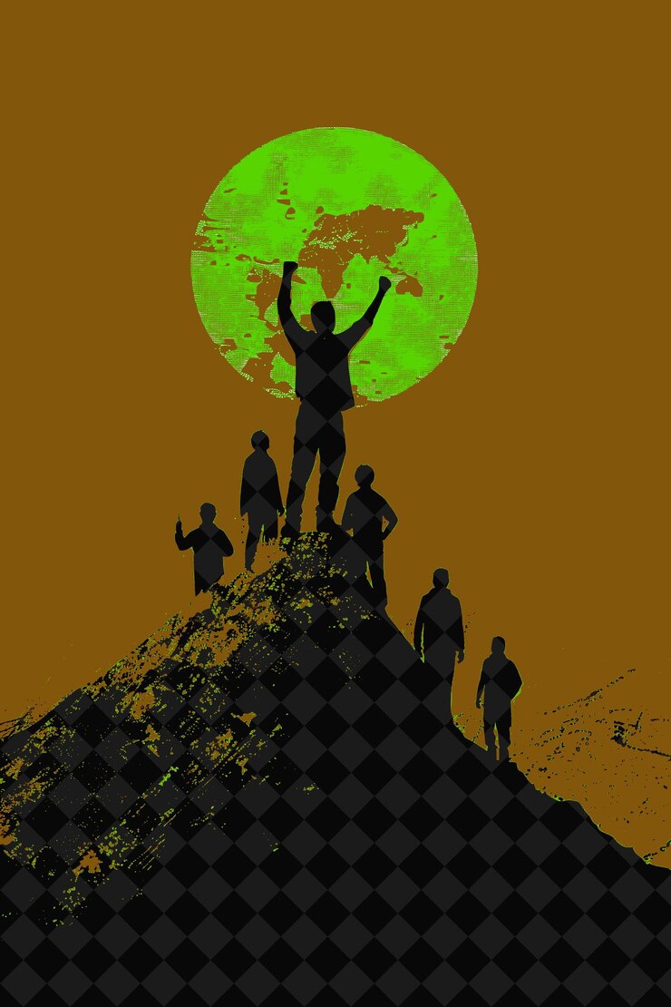 PSD school leadership night with a bitcoin themed team building flat illustration background design