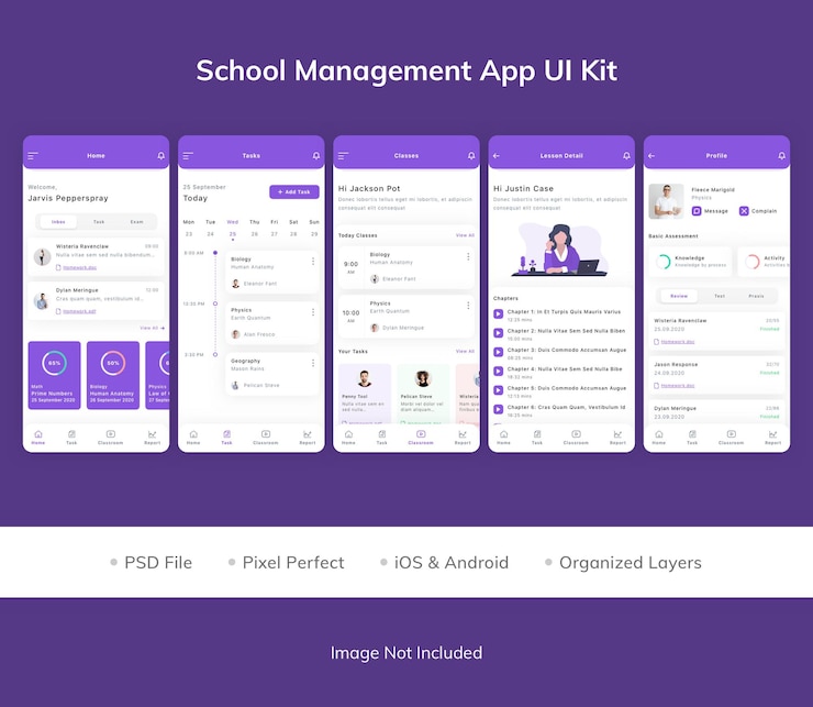 PSD school managemnet app ui kit