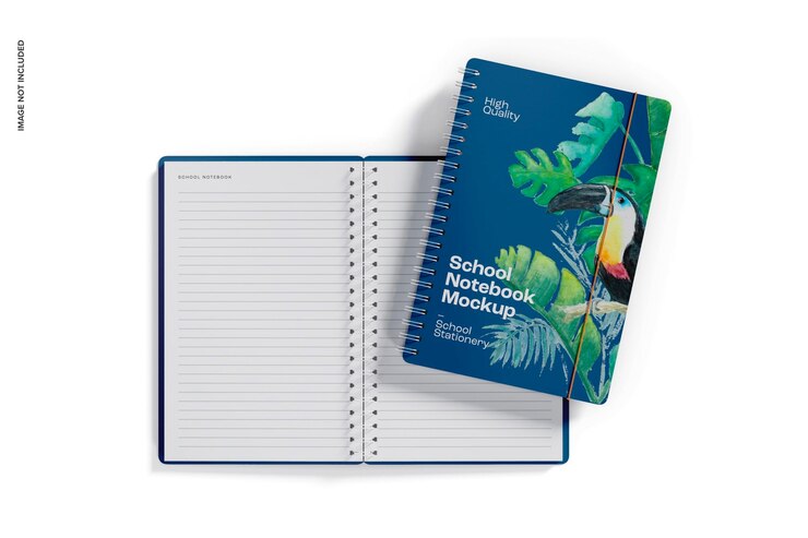 PSD school notebooks mockup, top view